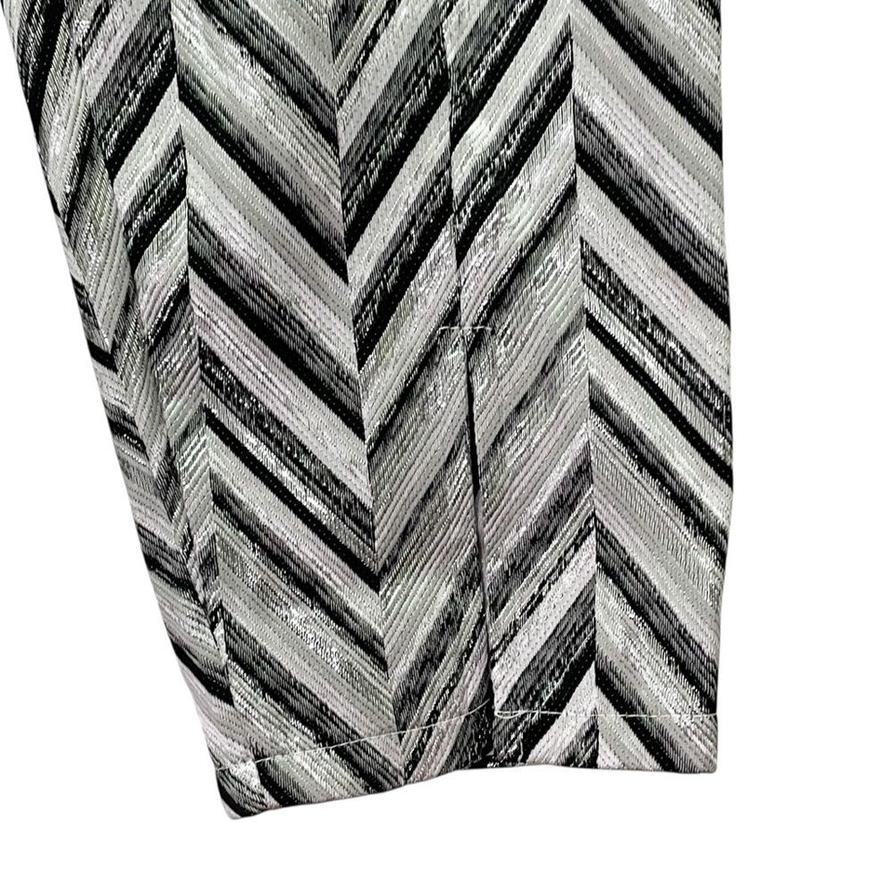 Lulus Creative Thinking Pants M Silver Black Metallic Chevron High Rise Ankle - Picture 10 of 16